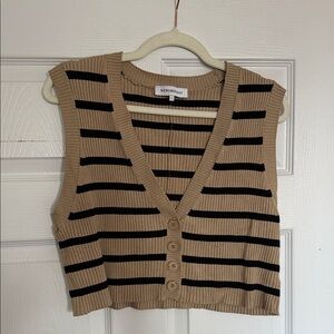 WeWoreWhat Tan and Black Striped Crop Top